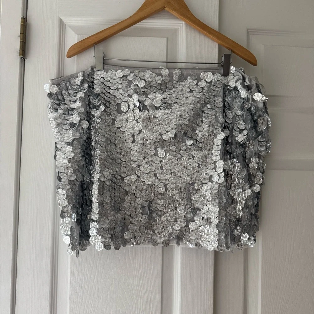 Nasty Gal Silver Sequin Mini Skirt